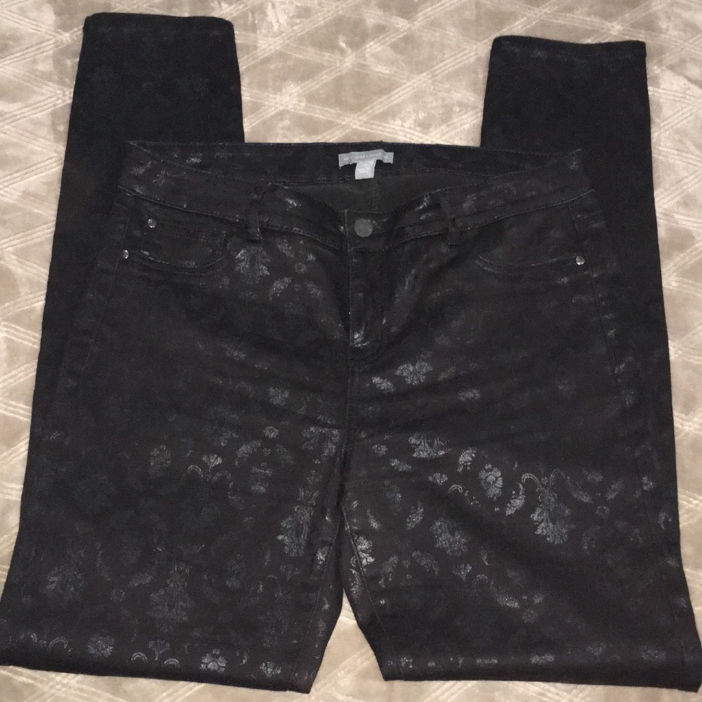 Newyork  Co Black On Black Designed Black Pants